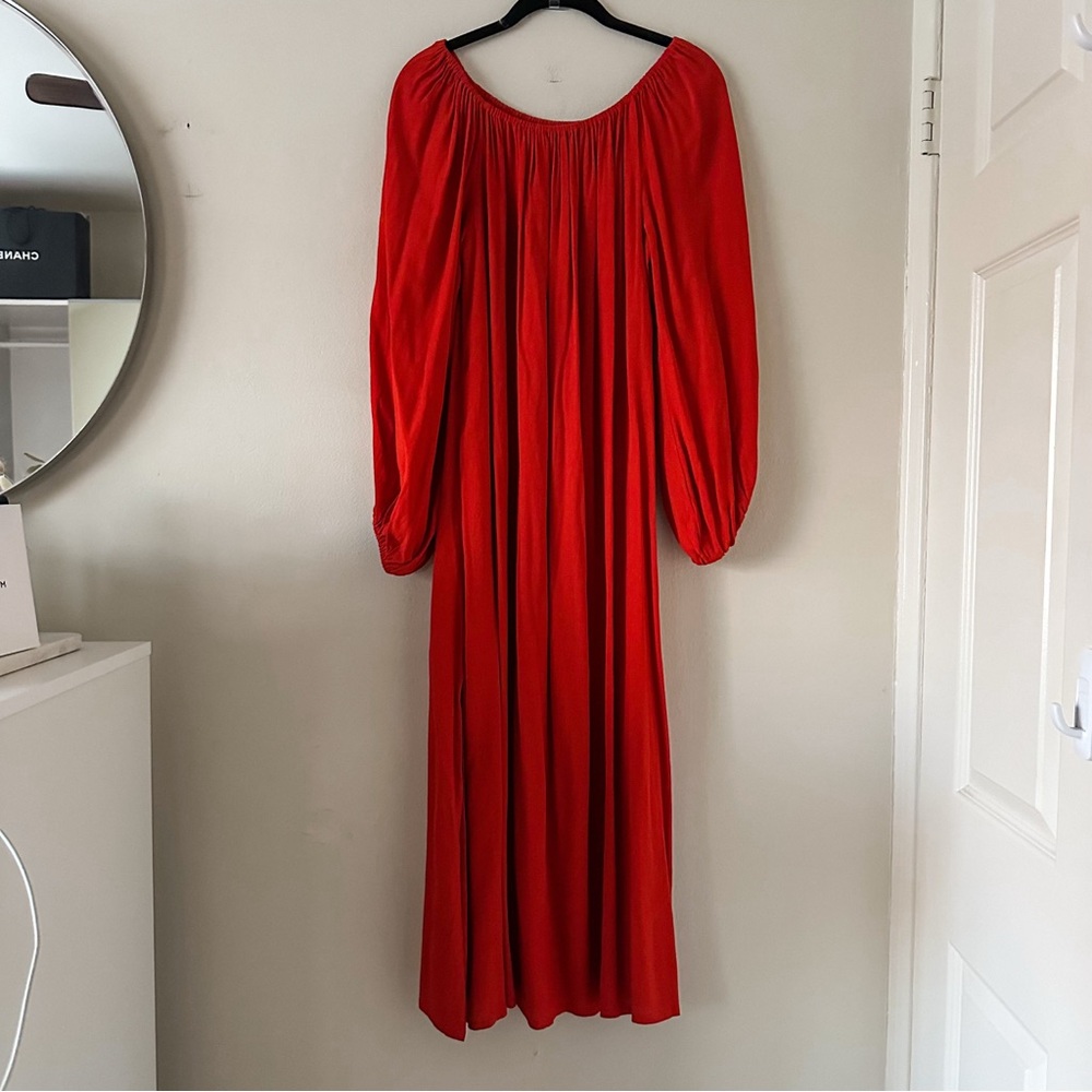 MLM Red Long Sleeve Maxi Dress - Flowy and Elegant